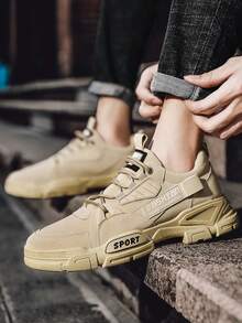 3D 圆点字母印花 + 解构线条低帮运动鞋，月球表面纹理防滑厚底系带运动鞋，千禧复古风格，适合通勤和轻度徒步旅行，燕麦色/玛瑙黑，适合咖啡馆通勤和城市轻度冒险，四季皆宜 - 彩色 - 查看 2