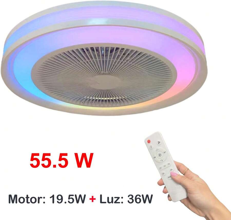 ostarkdom -M Mimotech 36W Dimmable LED Ceiling Fan With CCT + RGBIC Light, 19.5W DC Motor, Quiet, Remote Control, Modern Design - Multicolor - View 1