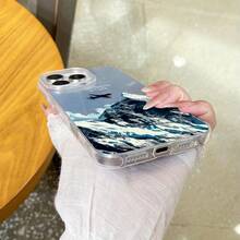 Funda para phone con diseño de montaña nevada. Compatible con phone 16, 16 Pro, 16 Pro Max, 15 Plus, 14, 13, 12 y 11. Nuevo diseño con degradado en forma de glaciar, borde suave, protección integral contra caídas con funda protectora de silicona - Blanco - Ver 2