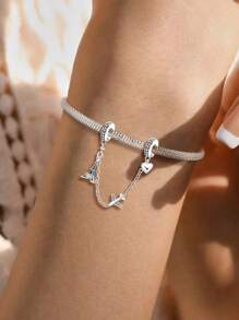 1 Pieza Cadena de Seguridad de Plata de Ley 925 con Zirconia Gato Lindo para Mujeres, Apta para Pulseras, Brazaletes, Fabricación de Joyas DIY, Regalo de Citas, Joyería Fina para Damas