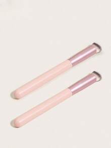 2件套木质专业可爱化妆刷套装，面部刷具，女士礼物，包含粉底刷、遮瑕刷、腮红刷、修容刷、古铜粉刷、散粉刷 - 西瓜粉 - 查看 1