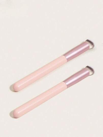 2件套木质专业可爱化妆刷套装，面部刷具，女士礼物，包含粉底刷、遮瑕刷、腮红刷、修容刷、古铜粉刷、散粉刷