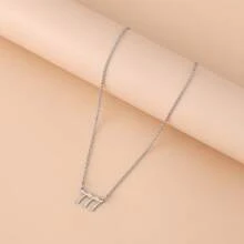 1 Women's Angel Digital Necklace Number 000-999 Gold Stainless Steel Digital Pendant Necklace - Silver - View 2