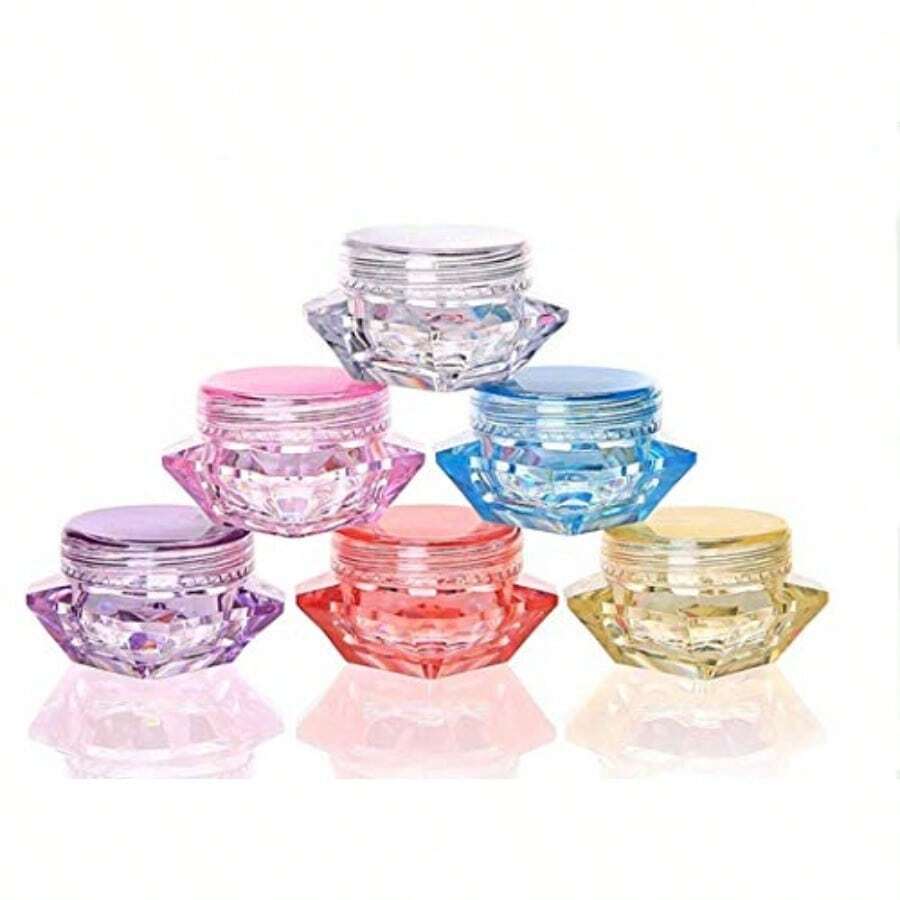 QY 50 Pcs 5 Gram 5 ML Cosmetic Sample Empty Container Plastic Clear Cosmetic Pot Jars With Lids Diamondshape Makeup Jars Bottles For Eye Shadow Nails Powder JewelryMixColor 8502 - As Pic - View 1
