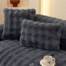 1PC Thick Plush Sofa Cover All-Season Non-Slip Sofa Cushion Slipcover Modern Minimalist Dust-Proof And Washable Cover  Pet-Friendly Protector Fits 1-2-3-4 Seat Sofa  For Room Bedroom Office - Màu xám đen - Xem 7