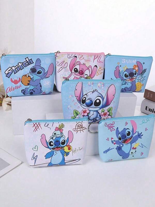 Disney 1 pièce Disney Porte-monnaie mini pour enfants avec impression Stitch et fleur ananas