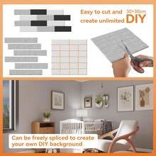 VA-Cerulean Panele akustyczne 3D, samoprzylepne panele pochłaniające dźwięk, odpowiednie do dekoracji ścian i akustyki pomieszczeń, panele dźwiękochłonne, panele ścienne, dźwiękoszczelna dekoracja ścienna – czarne/jasnoszare/białe, wygląd cegły - Jasnoszary - Zobacz 4