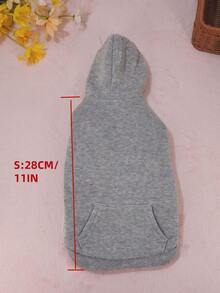 宠物连帽衫，纯色小狗连帽外套 - 灰色 - 查看 6