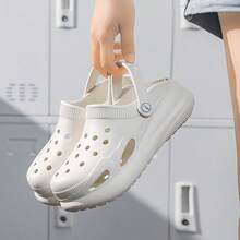 Thick Sole Hollow Out Slide Sandals, Fashion Closed Toe Anti-Slip Casual Summer Slippers For Women - 6806 White - View 5