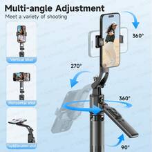 3-In-1 Extendable Aluminum Alloy Bluetooth Selfie Stick With 360° Rotatable Tripod, Auto Face Tracking For Smartphones, Wireless Remote, Compatible With IPhone 16/15/14/13/12 Pro, Android Phones, Black - Multicolor - View 10
