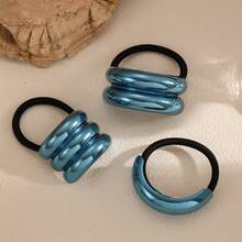 3 件几何图案休闲锌合金装饰发圈/发带，适合女性日常佩戴，马尾辫夹，发圈，发橡皮筋，发绳，发饰