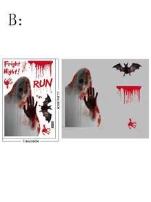 4 件套万圣节贴纸，适用于窗户、门、房间、家居装饰、节日庆典、场景氛围装饰、玻璃门、恐怖鬼屋装饰