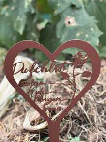 1pc Rustic Heart-Shaped Tombstone Memorial - Metal Grave Marker With Inscription, Freestanding Outdoor Cemetery & Garden Decor For Mother's Day, Weather-Resistant No Electricity Needed