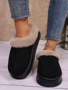 男女情侣冬季轻便无重力感拖鞋，厚底雪地靴，厚底平底靴，保暖鞋，户外防滑靴，轻便，但尺码偏小。 - 黑色 - 查看 5