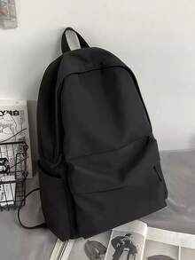 Large Capacity Lightweight Business Casual Tote Bag, With Front Pocket, Functional, Adjustable Shoulder Strap, Suitable For Students, Office Workers, Professionals, Laptop Compartment, Unisex, Suitable For College, School, Outdoor Travel, Commuting, Back To School Essential - Black - View 9