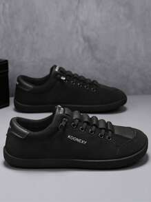 Herren Slip-On Sneaker, 2025 neue weiche & bequeme rutschfeste verschleißfeste Low-Top Rundkappe Elastikband, Große Größen 47, weiche und bequeme einfarbige Buchstaben Muster Lässig Pendler Sneaker, Outdoor Arbeits Lässliche Herren Low Top Schuhe