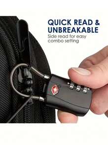 1/2 Pack TSA Approved Combination Lock - High Strength Zinc Alloy Body And Cut-Resistant Steel Cable, 3-Digit Combination Lock, Suitable For Travel Luggage, Gym Lockers, Bicycle Locks (Black), Travel Security Accessory | Multipurpose Travel Lock | Combination Lock, Luggage Lock, Travel Essential Holiday Vacation Supplies - Multicolor - View 13