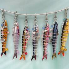 1 件鱼钥匙扣 - 渔夫钓鱼创意诱饵钥匙扣母亲节父亲节礼物汽车配件可爱哥特 Y2k 包挂绳带身份证夹汽车配件包饰圣诞节