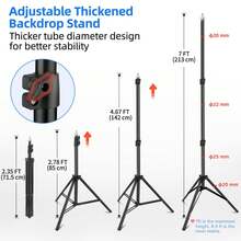 1 Set Adjustable Photography Backdrop Stand Kit, 2 Tripods, 4 Clips, Connectable Crossbars And Carrying Bag, Sizes 2*2/2*3/2.6*3/2.8*3m, Suitable For New Year, Wedding, Party Photography, Projection And Movie Screen Frame, Event Decoration - Black - View 5