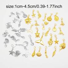 Metal Alloy Marine Life Charm With Lobster Claw Clasps Mixed Lot Fishes Sea Stars Shells Pendant Jewelry Making Crafts Bag Shoes Hanging Decor