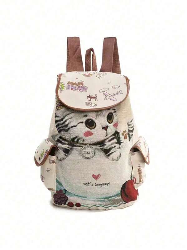 Unique Style Women's Backpack Drawstring Closure Embroidery Large Capacity Bag
