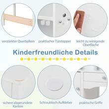 Children's Desk With Chair, Desk Set With Drawer, Storage Compartments & Cupboard, Children's Seating Group, Student Desk For Children From 3 Years, For Children's Room Playroom Kindergarten - 白色 - 查看 5