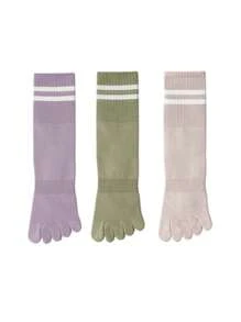 1/3/6 pares de calcetines de cinco dedos multicolor para mujer, calcetines a media pantorrilla, medias deportivas profesionales de 5 dedas, calcetines de yoga, simples y de moda para separator, adecuados para primavera, otoño e invierno
