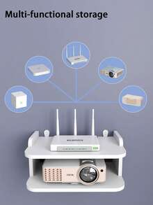 1 件多功能壁挂式电脑显示器桌面收纳架，用于无线路由器、遥控器、DVD 和电视盒的壁挂式收纳架，无需钻孔安装，节省空间，实用的架子 - 彩色 - 查看 3