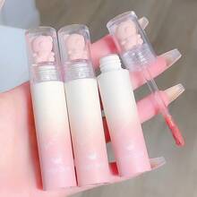 1 Pc Cute Bear Design Matte Velvet Lip Gloss, Everyday Lip Makeup - 彩色 - 查看 4