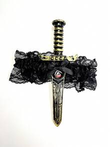 海盗蕾丝蝴蝶结腿环剑腿皮套适用于装扮道具女士女孩礼物，红色 + 黑色万圣节 - 多色 - 查看 7