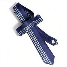 MANOBLE 1pc 2.36 Inch (6cm) Slim Tie, Fashion Dual-Color Symmetrical Design, Suitable For Business, Casual, Wedding, Party, And Outfit Matching Men Necktie - Shape - View 2