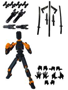 Improved Dummy 13 Articulated Doll Assembly Kit With Magnet - Cuerpo negro naranja - Ver 2