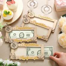 1 件婚礼钱礼品结婚卡，适用于新娘和新郎，祝贺木卡盒钱夹现金信封，适用于先生和夫人蜜月基金新婚夫妇结婚派对