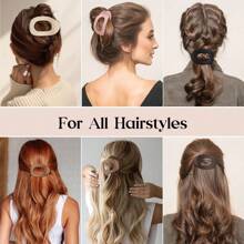 3个/6个装女士扁平圆形发夹套装，防滑发夹，弧形设计复古简约发饰夹，爪夹，发爪，发夹，发卡，发夹，发夹，学生用品 - 彩色 - 查看 8