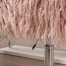 Bürostuhl Frauen, höhenverstellbar Schreibtischstuhl, ergonomisch, Kunstfell, Rosa+Silber