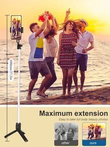 LED 三色便携式迷你蓝牙自拍杆，多角度可调三脚架，紧凑型 6.3 英寸可折叠，适用于直播、集体照和旅行，无线遥控器兼容大多数智能手机，兼容 Android 手机，适用于暑假、旅行、补光、户外活动、直播 Vlogging 设备 - 彩色 - 查看 6