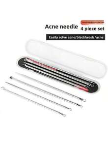 Face Cleansing Tool, Four-Piece Acne Needle Facial Cleanser, Quickly Cleans Stubborn Blackheads, Acne, Fat Particles, Simple And Practical - 銀色 - 查看 4