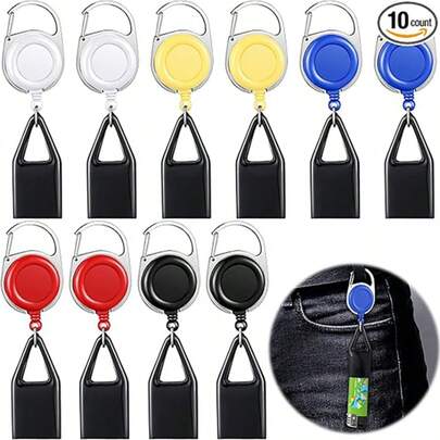 2/5/10pcs Retractable Lighter Clip Assorted Color Lighter Holder Keychain With Clip Classic Lighter Cover, Single Clip For Convenience, Black, White, Red, Blue, Yellow, Green, Pink, Orange