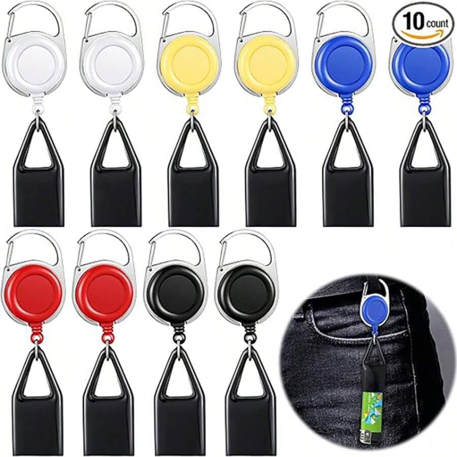 Clip retráctil para encendedor, surtido de colores - Portaencendedor con clip y cadena, funda clásica para encendedor, clip individual para mayor comodidad, en negro, blanco, rojo, azul, amarillo, verde, rosa, naranja