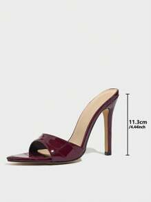 女士性感尖头高跟穆勒凉鞋，厚实纹理鞋底，适合夜店和户外穿着，深红色 - 深紅色 - 查看 5