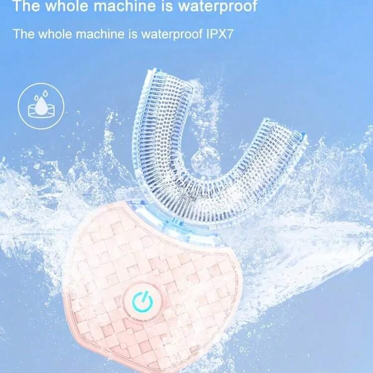 فرشاة أسنان كهربائية من السيليكون على شكل حرف U، تنظيف 360 درجة، 3 أوضاع تنظيف، بطارية ليثيوم قابلة للشحن 300 مللي أمبير، تصميم إرجونومي، مقاوم للماء، مناسب للاستخدام المنزلي والسفر - متعدد الألوان - مشاهدة 4