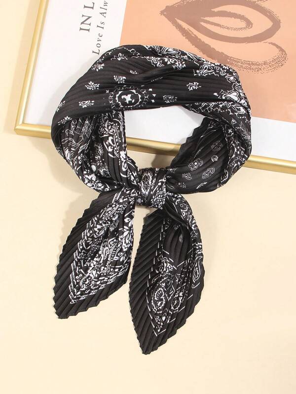 1 pièce Foulard en faux soie froissé de couleur unie pour femme, bandeau, élastique à cheveux, étole polyvalente, convient pour un usage quotidien