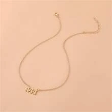 1 Women's Angel Digital Necklace Number 000-999 Gold Stainless Steel Digital Pendant