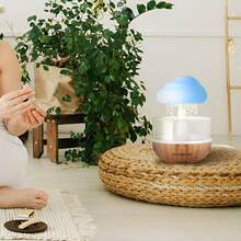 Mushroom Cloud Rain Lamp Humidifier - 7 Colors LED Changing Sleep Atmosphere Lamp Water Drip Rain Sounds Mushroom Waterfall Lamp For Sleeping Bedroom Office - Relaxing Calming & Air Purifying (Not Included Batteries) - Multicolor - View 11