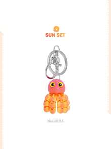 1 件可爱 3D 印花多色渐变大眼章鱼钥匙扣，适合送给朋友、家人、情侣的有趣节日礼物，钥匙扣吊坠