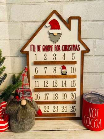 11.8 英寸圣诞降临节日历、节日倒计时装饰、圣诞壁炉架装饰（带圣诞老人）、圣诞装饰、家居装饰、适合新年、圣诞节