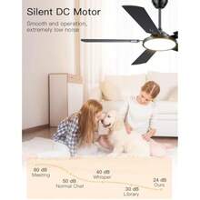 Modern Black Ceiling Fan For Bedroom Living Room Kitchen Indoor, Dimmable, Quiet DC Reversible, 3CCT, 52 Inch Ceiling Fan With Light And Remote Control, Ceiling Fans With Lights
