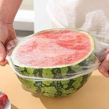 100 件一次性弹性食品罩 - 可拉伸保鲜膜，适用于碗、盘子、鞋子和淋浴喷头 - 多用途防尘防水厨房储存膜