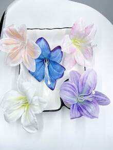 5 peças de grampos de cabelo de flor de lírio artificial estilo boêmio, frescos e doces, adequados para o dia a dia, férias na praia, decoração de viagem para mulheres, grampos de cabelo, presilhas de cabelo, itens escolares - Multicolorido - Ver 3