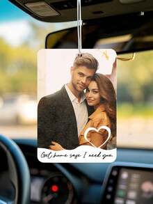 1pc Personalized Father's Day Blessings Car Air Fresheners Hanging Scented Felt Cards For Car. Custom Air Rectangle Fresheners With Picture And Text ,Custom Photo Text Air Freshener For Car Wardrobe Bathroom Hanging Ornaments. - Multicolor - View 2
